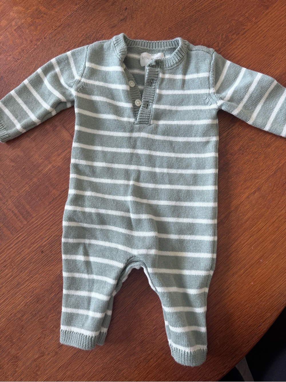 Little Planet by Carter’s Organic Cotton Knit Romper | Sage Stripe | 3 Months